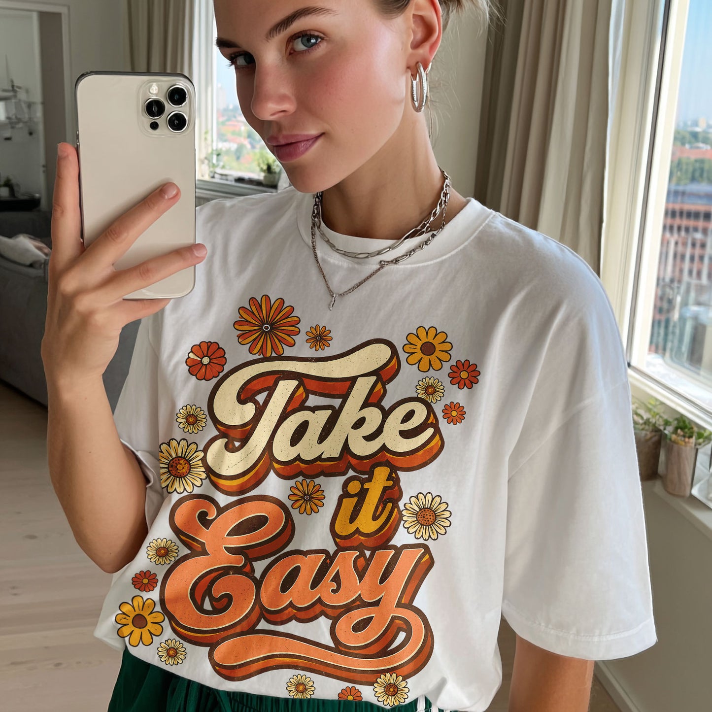 Take It Easy Self-Love Women's Groovy Tee