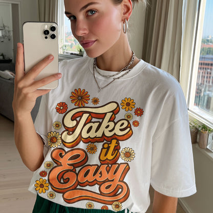 Take It Easy Self-Love Women's Groovy Tee