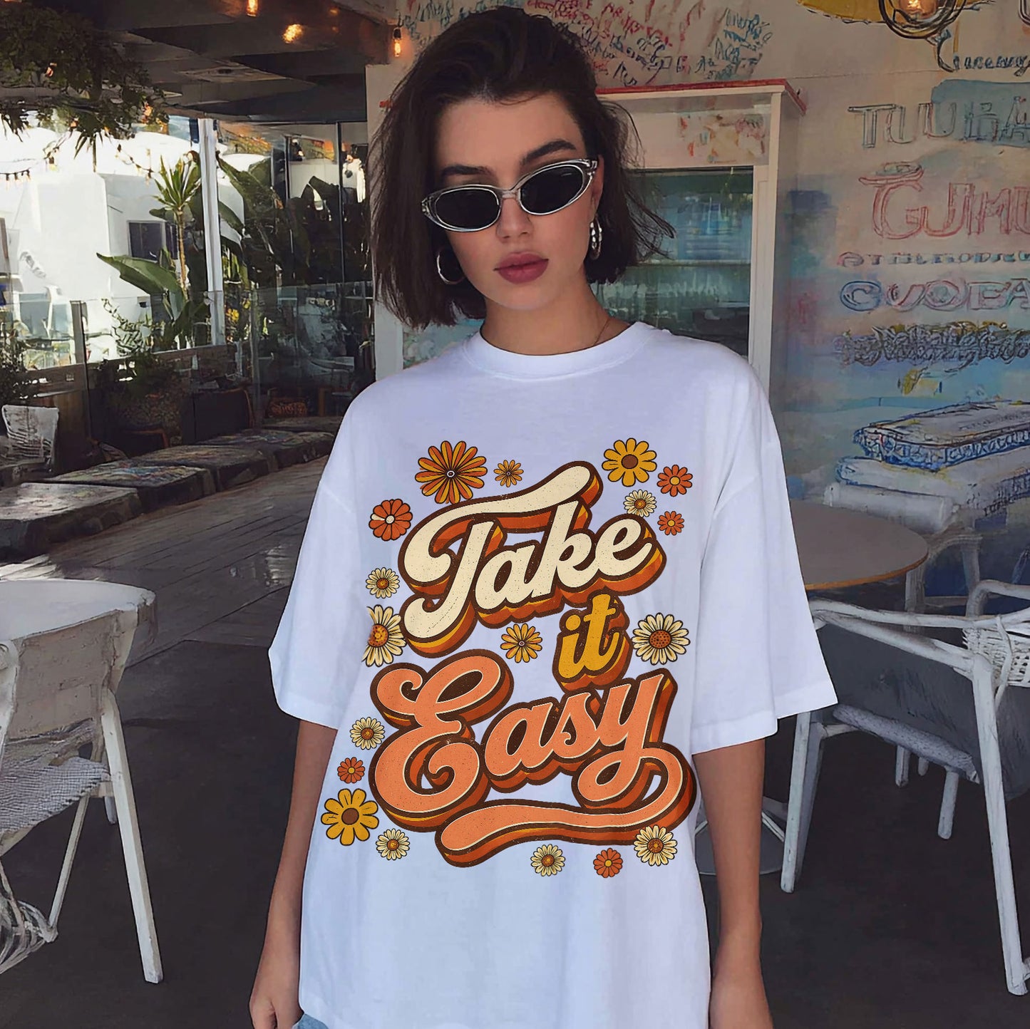 Take It Easy Self-Love Women's Groovy Tee