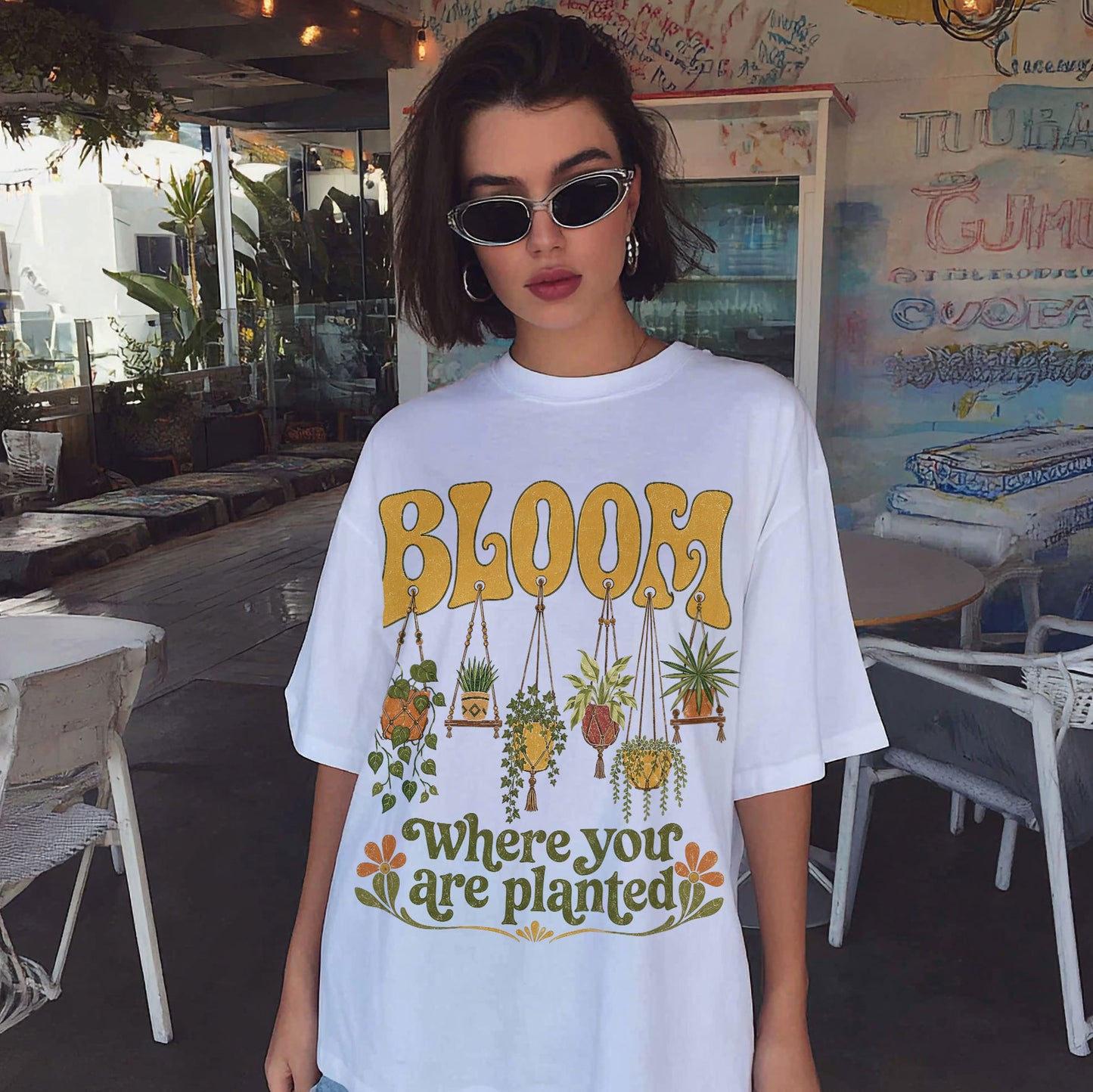 Bloom Where You Are Planted Garden Earth Women's Groovy Tee