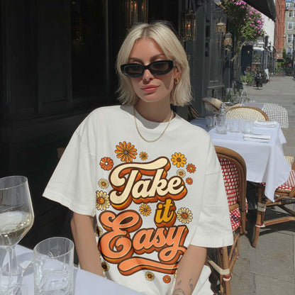 Take It Easy Self-Love Women's Groovy Tee