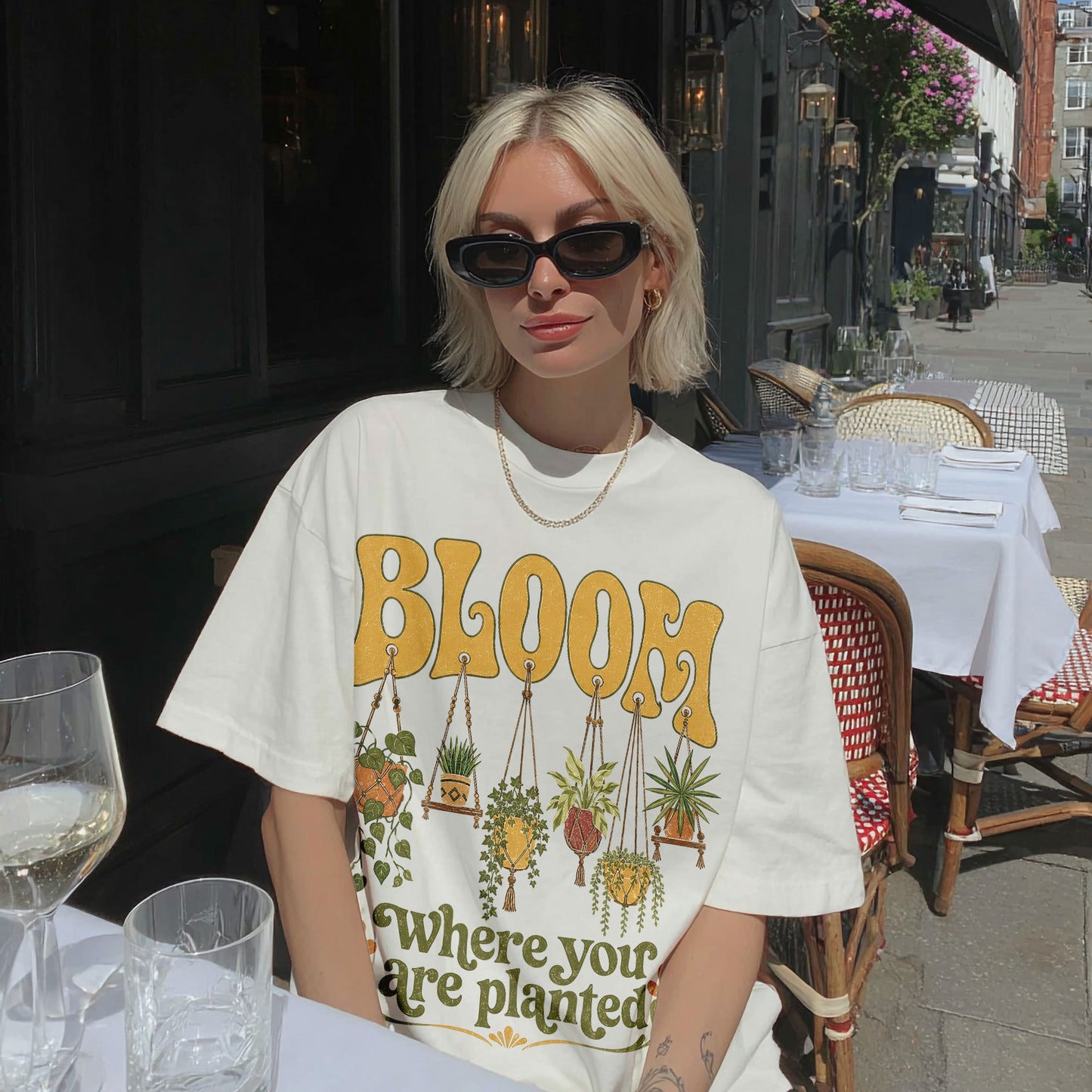 Bloom Where You Are Planted Garden Earth Women's Groovy Tee
