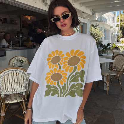 Sunflower Garden Earth Women's Groovy Tee