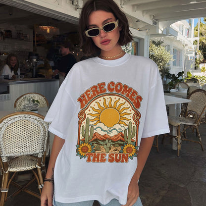 Here Comes the Sun Cosmic Sun Women's Groovy Tee