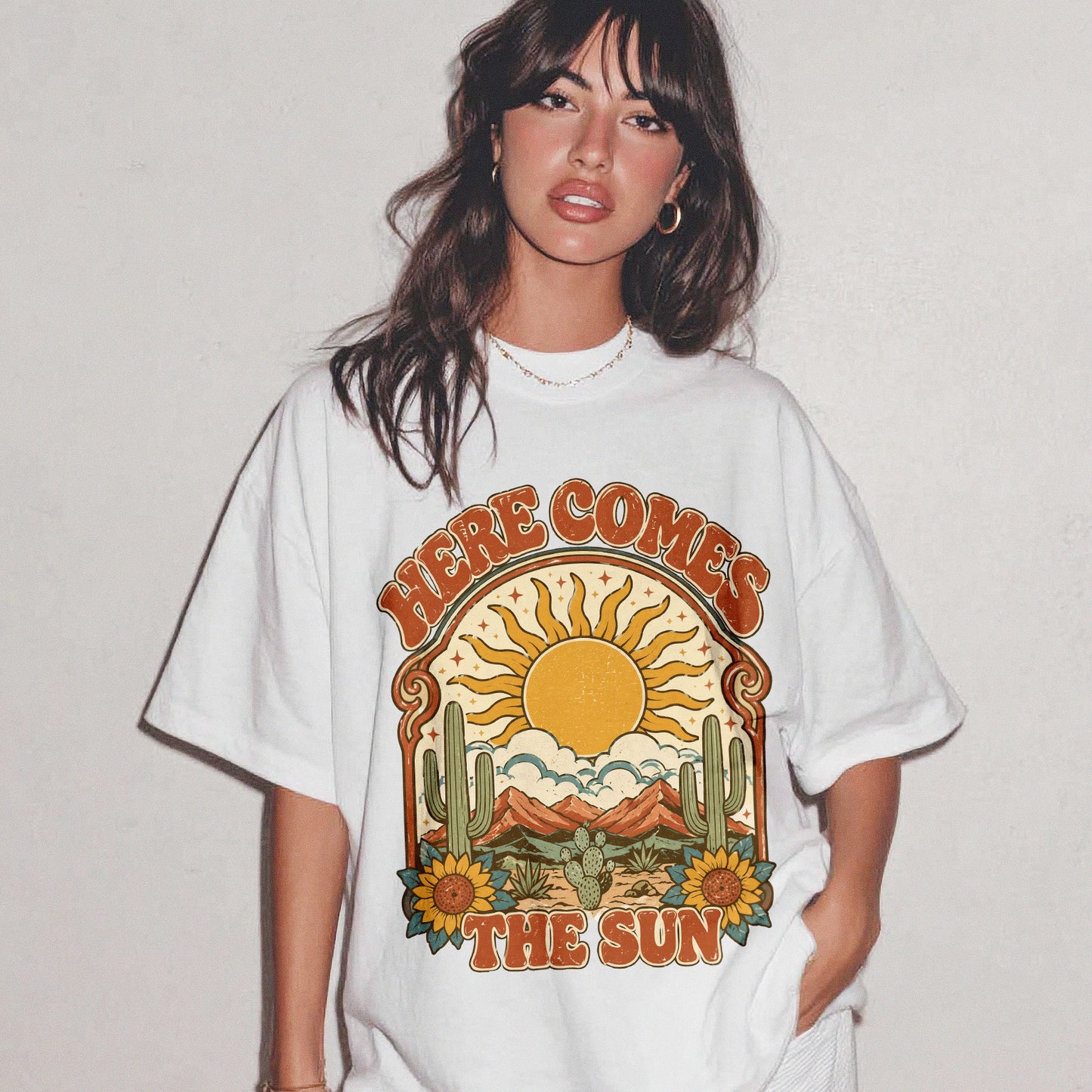 Here Comes the Sun Cosmic Sun Women's Groovy Tee