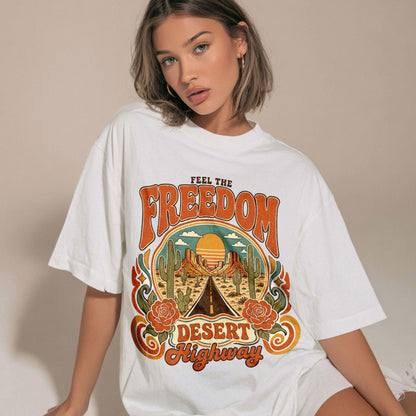 Feel The Freedom Desert Highway Women's Groovy Tee