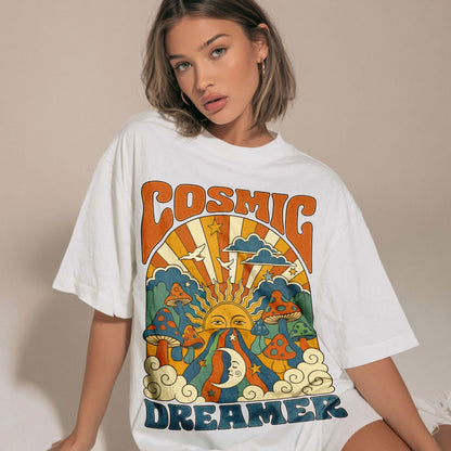 Cosmic Dreamer Sun Moon Women's Groovy Tee