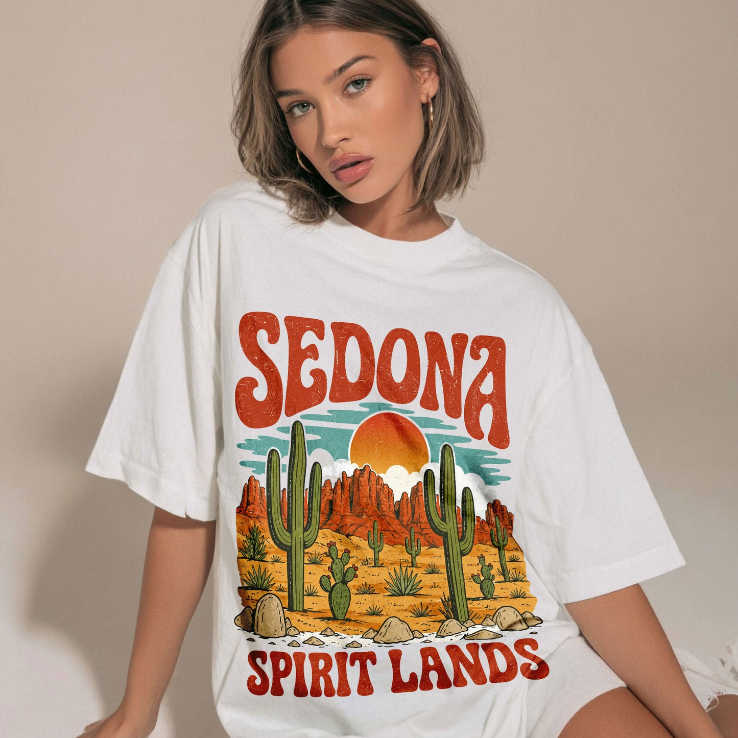 Sedona Spirit Lands Cosmic Sun Women's Groovy Tee