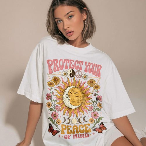 Protect Your Peace Of Mind Goddess Spirit Women's Groovy Tee