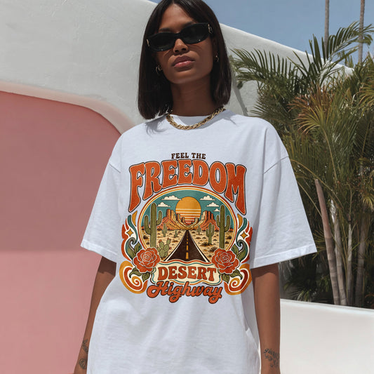 Feel The Freedom Desert Highway Women's Groovy Tee