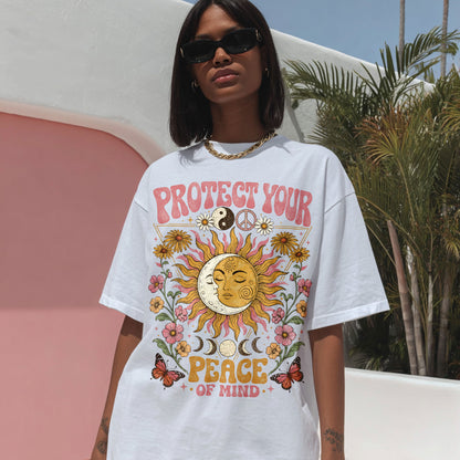 Protect Your Peace Of Mind Goddess Spirit Women's Groovy Tee