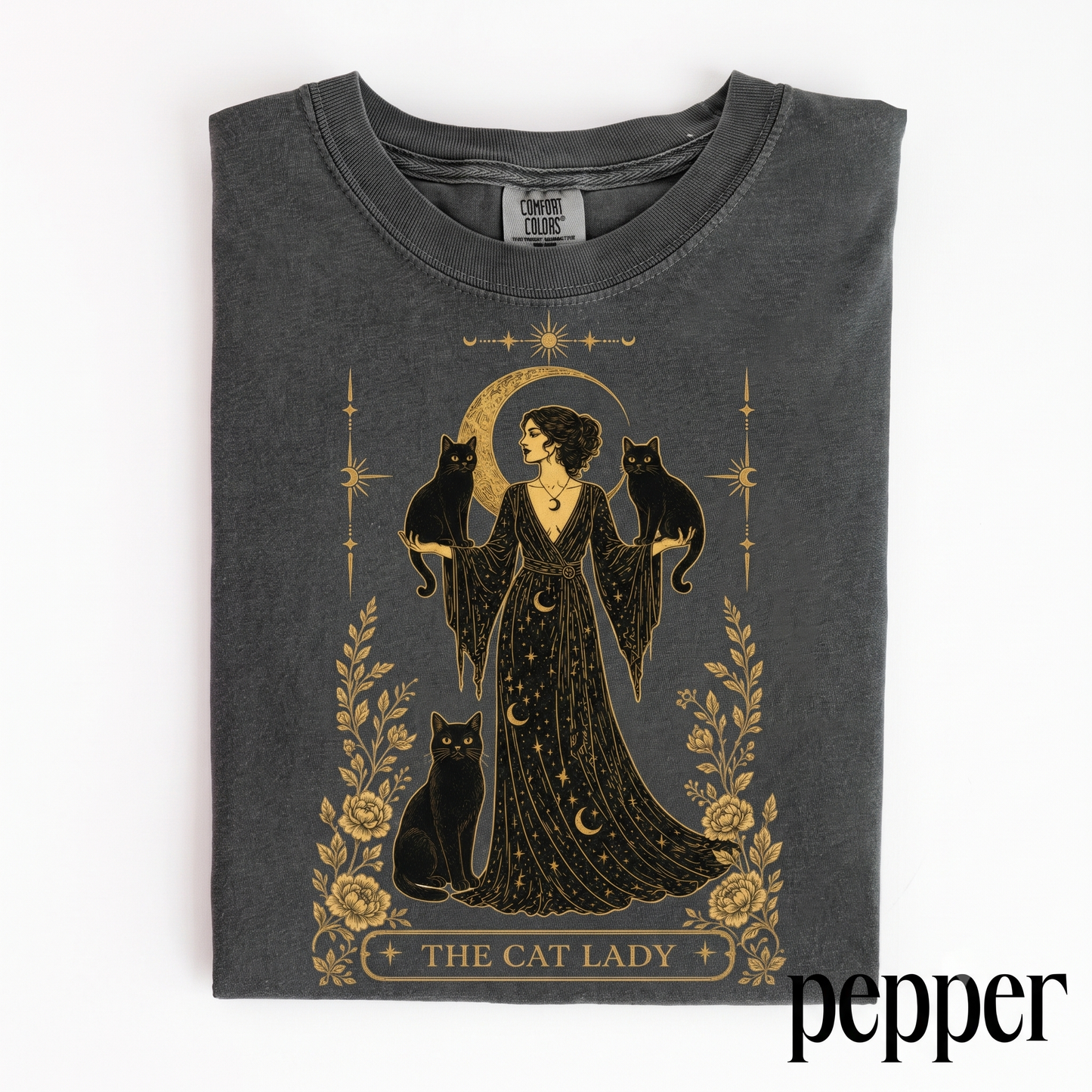 The Cat Lady Tarot Card Women's Groovy Tee Comfort Colors