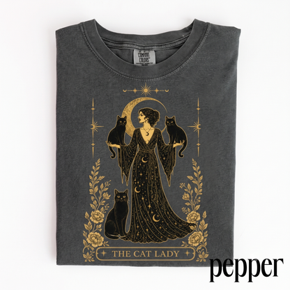 The Cat Lady Tarot Card Women's Groovy Tee Comfort Colors