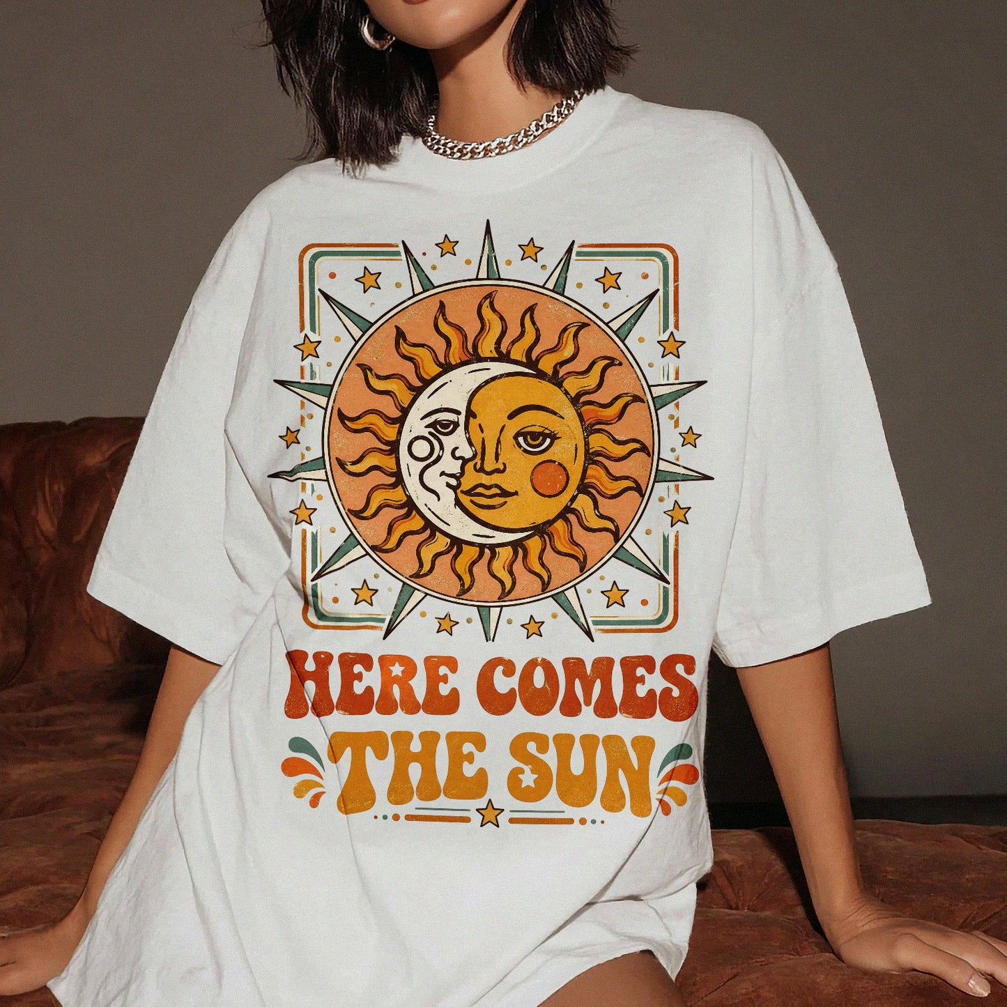 Here Comes The Sun Cosmic Sun Women's Groovy Tee