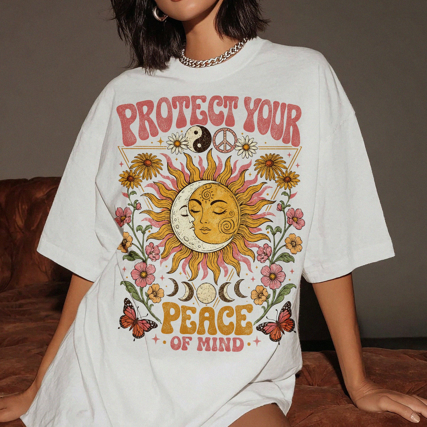 Protect Your Peace Of Mind Goddess Spirit Women's Groovy Tee