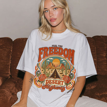 Feel The Freedom Desert Highway Women's Groovy Tee