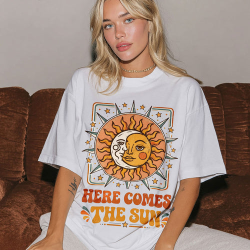 Here Comes The Sun Cosmic Sun Women's Groovy Tee