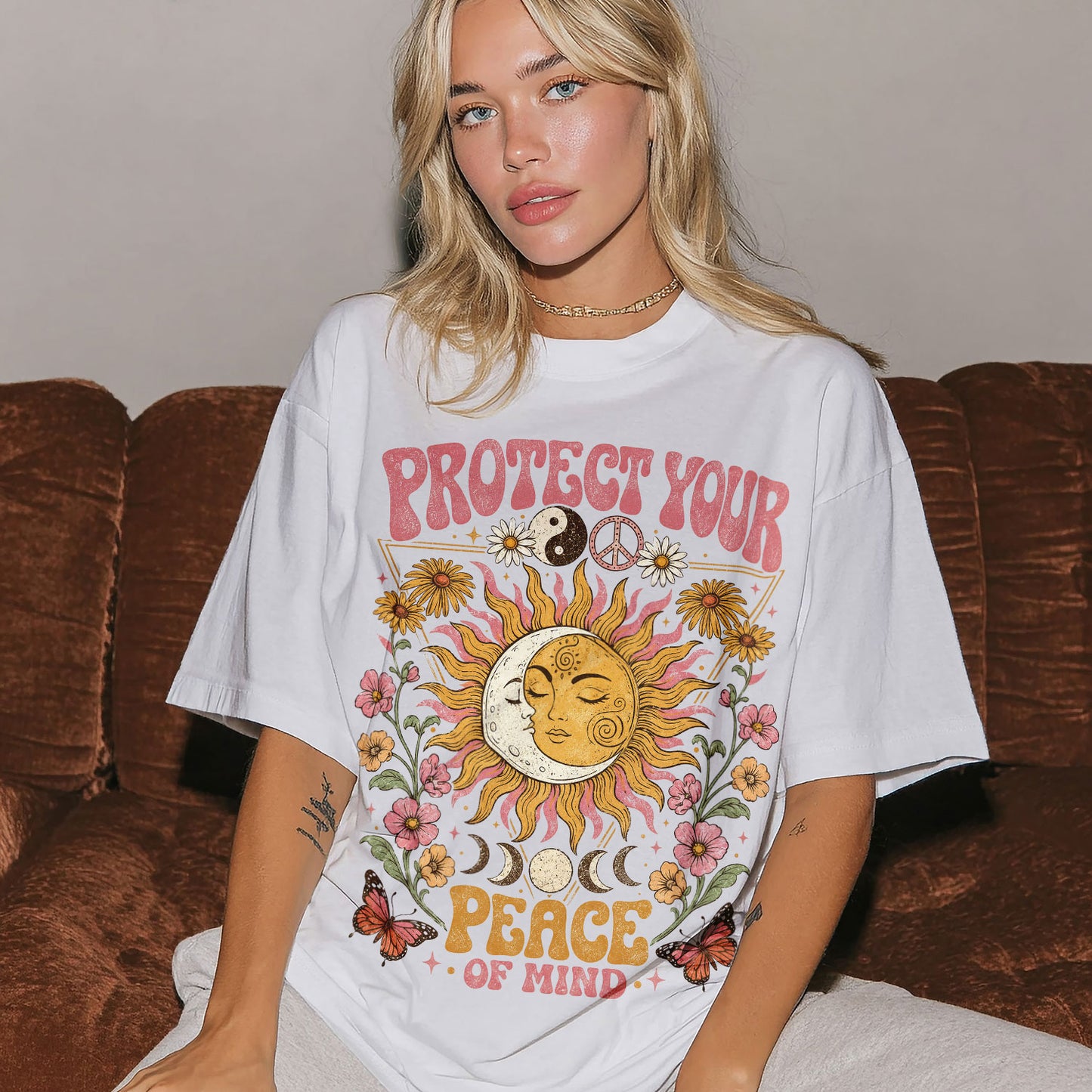 Protect Your Peace Of Mind Goddess Spirit Women's Groovy Tee