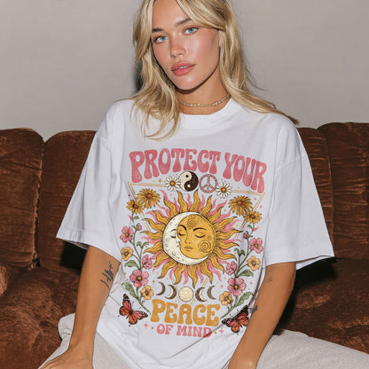 Protect Your Peace Of Mind Goddess Spirit Women's Groovy Tee