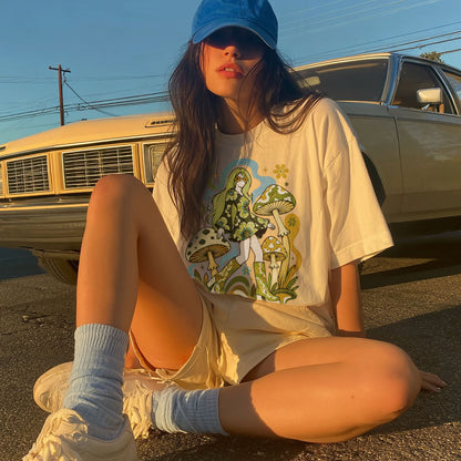 Mushroom Girl Mushroom Nature Women's Groovy Tee