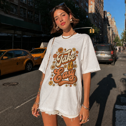 Take It Easy Self-Love Women's Groovy Tee