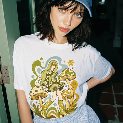Mushroom Girl Mushroom Nature Women's Groovy Tee