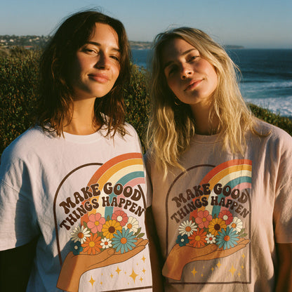 Make Good Things Happen Empowerment Women's Groovy Tee