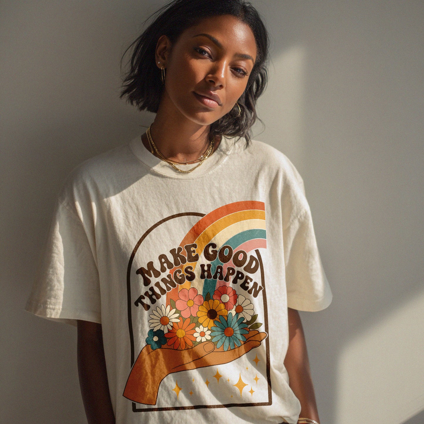 Make Good Things Happen Empowerment Women's Groovy Tee