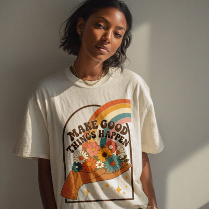 Make Good Things Happen Empowerment Women's Groovy Tee