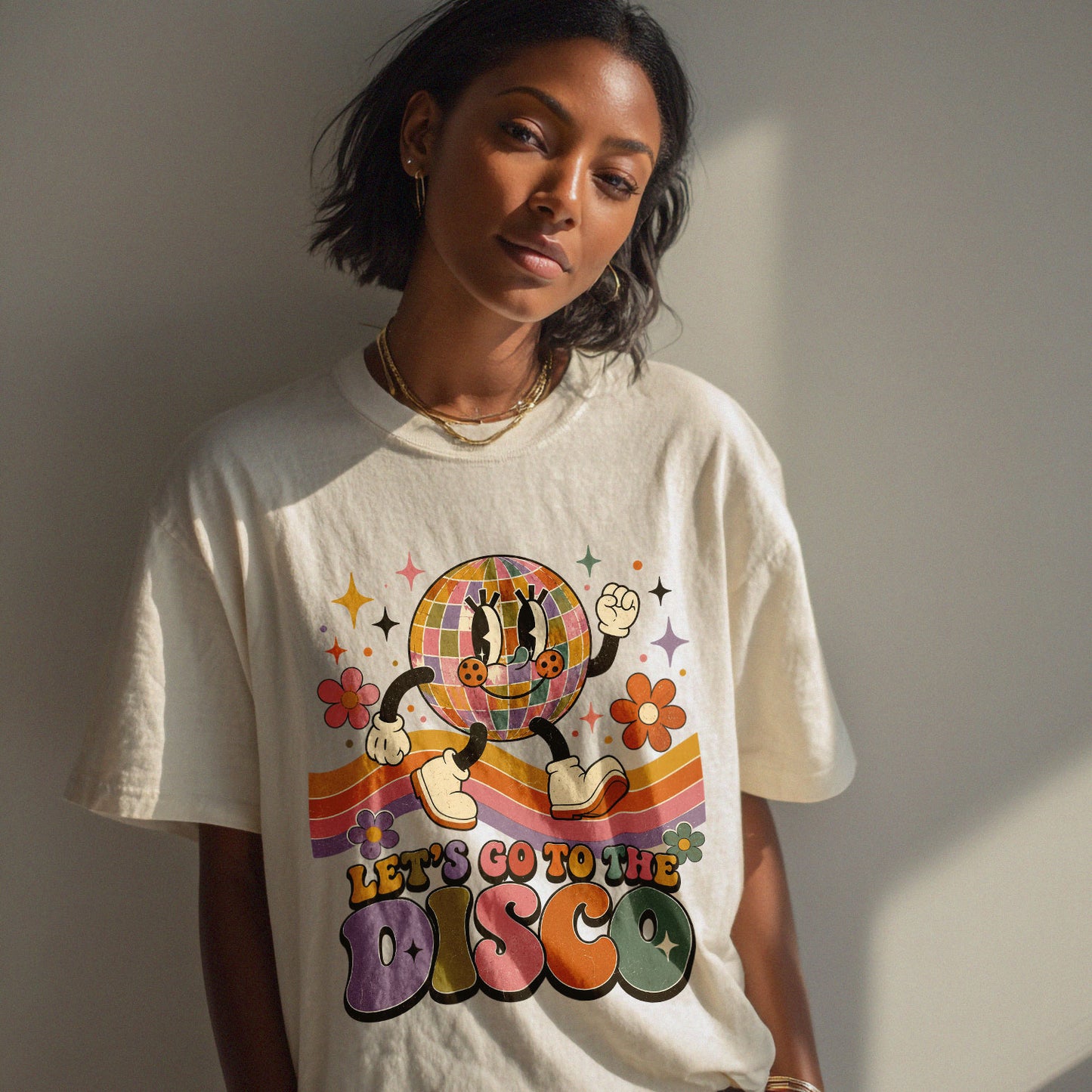 Lets Go To The Disco Disco Dance Women's Groovy Tee