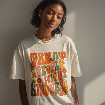 Treat People With Kindness Kindness Peace Women's Groovy Tee