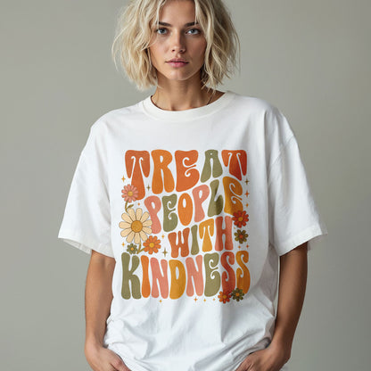 Treat People With Kindness Kindness Peace Women's Groovy Tee