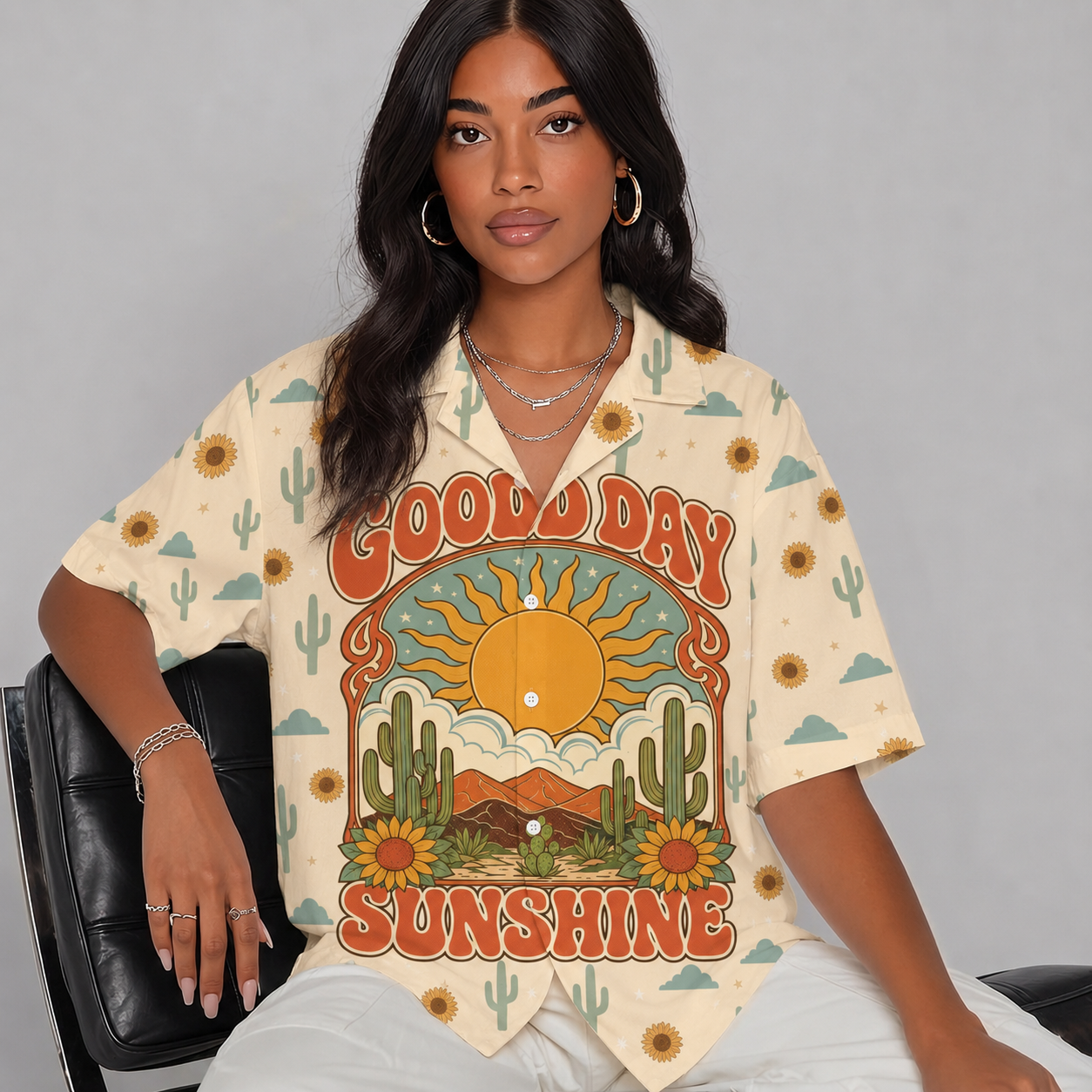 Good Day Sunshine Sun & Moon Women's 3D Hawaiian Shirt