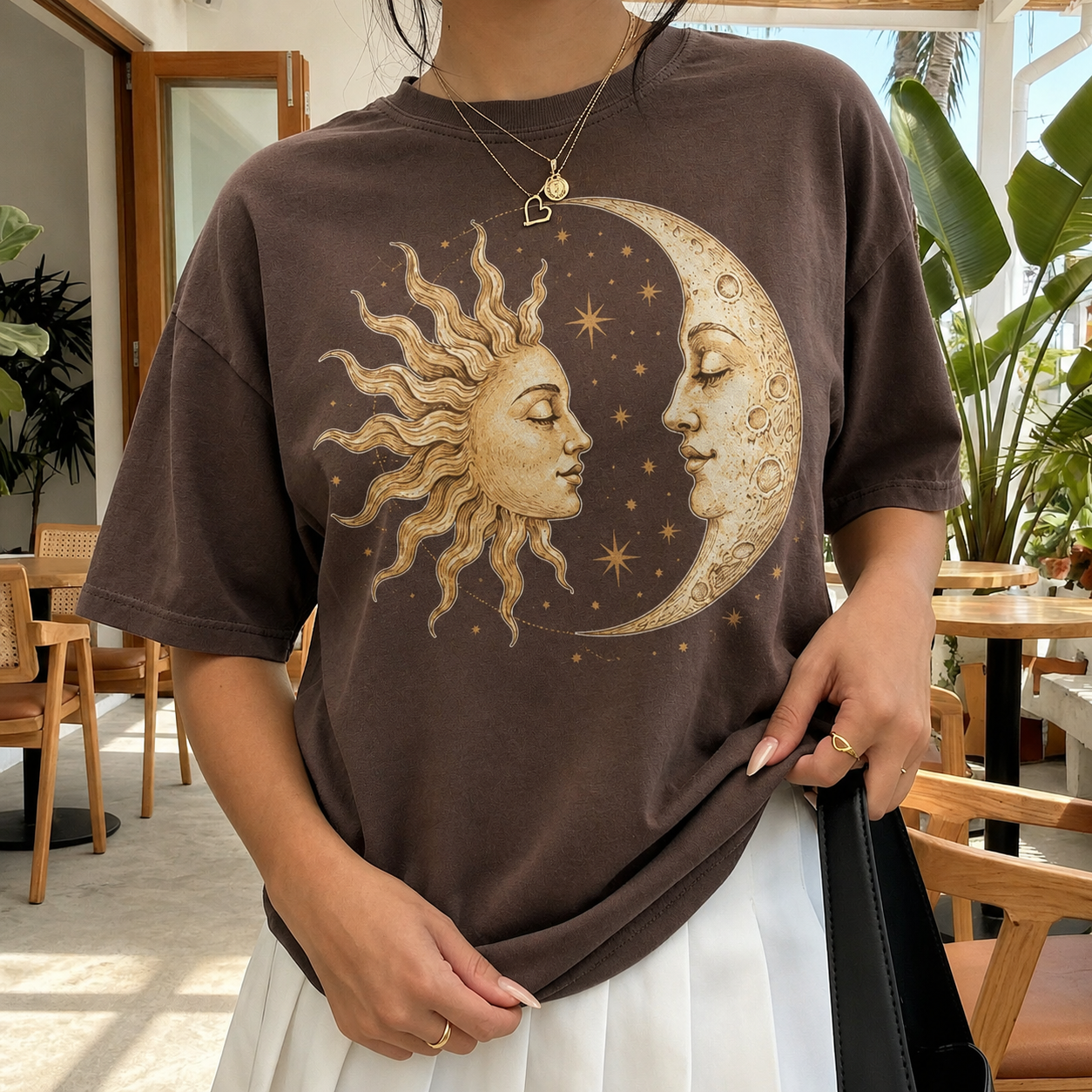 Sun & Moon Together Women's Groovy Tee