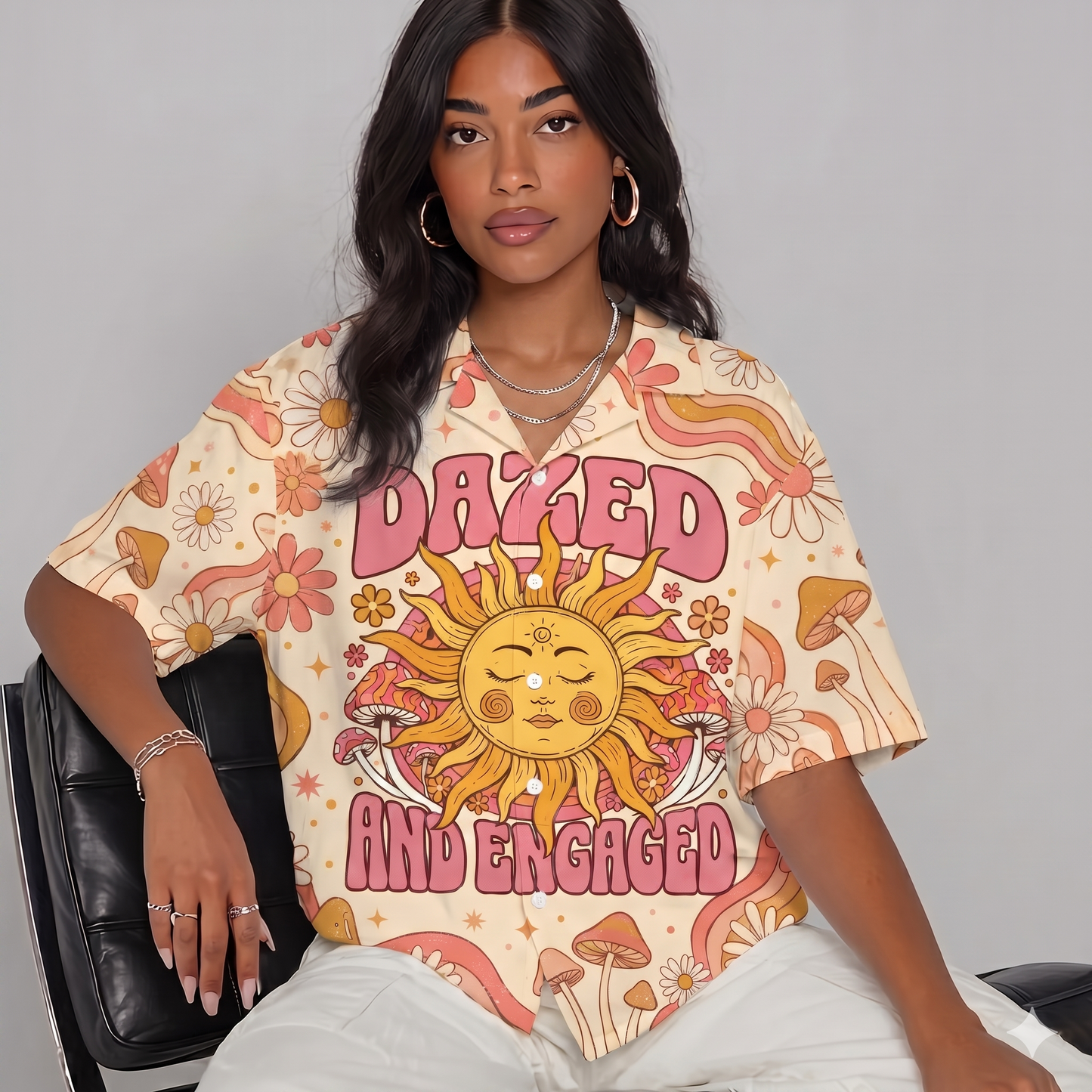 Dazed And Engaged Sun & Moon Women's 3D Hawaiian Shirt