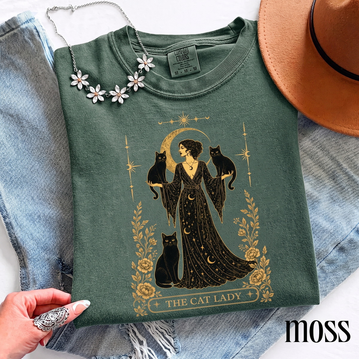 The Cat Lady Tarot Card Women's Groovy Tee Comfort Colors