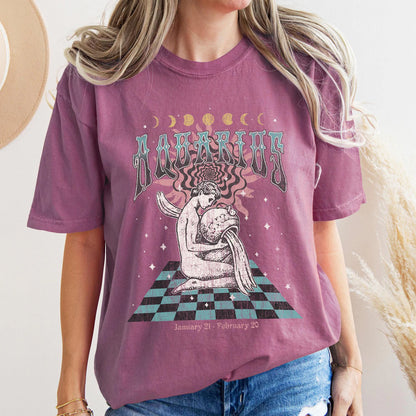 Aquarius zodiac Comfort Colors tee - Berry