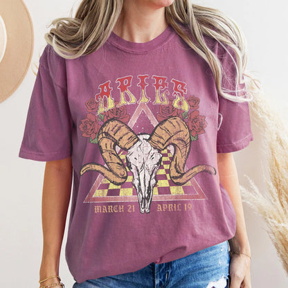 Aries zodiac Comfort Colors tee - Berry