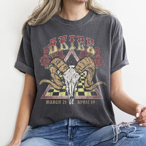 Aries zodiac Comfort Colors tee - Pepper