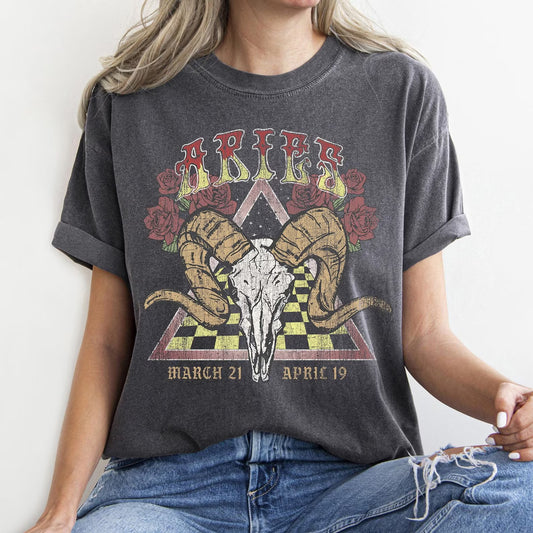 Aries zodiac Comfort Colors tee - Pepper