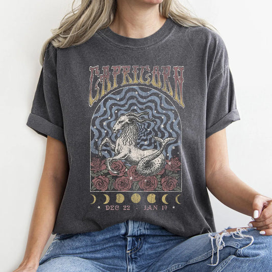 Capricorn zodiac Comfort Colors tee - Pepper