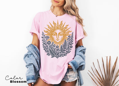 Celestial Sun Botanical Comfort Colors tee - Blossom