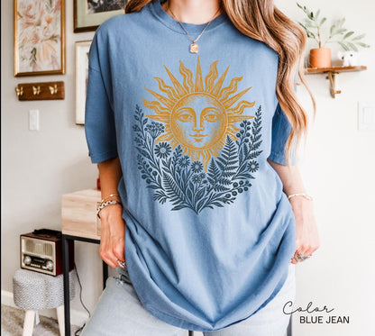 Celestial Sun Botanical Comfort Colors tee - Blue Jean