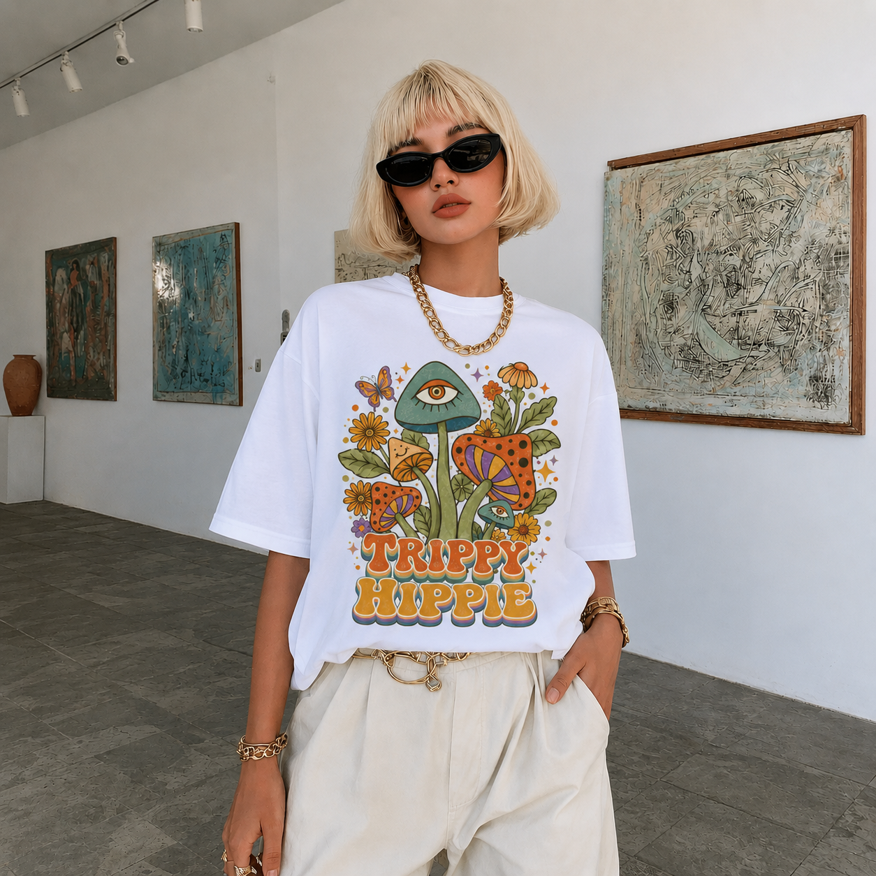 TRIPPY Hippie Kindness Peace Women's Groovy Tee