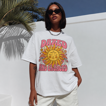Dazed And Engaged Sun Moon Women's Groovy Tee