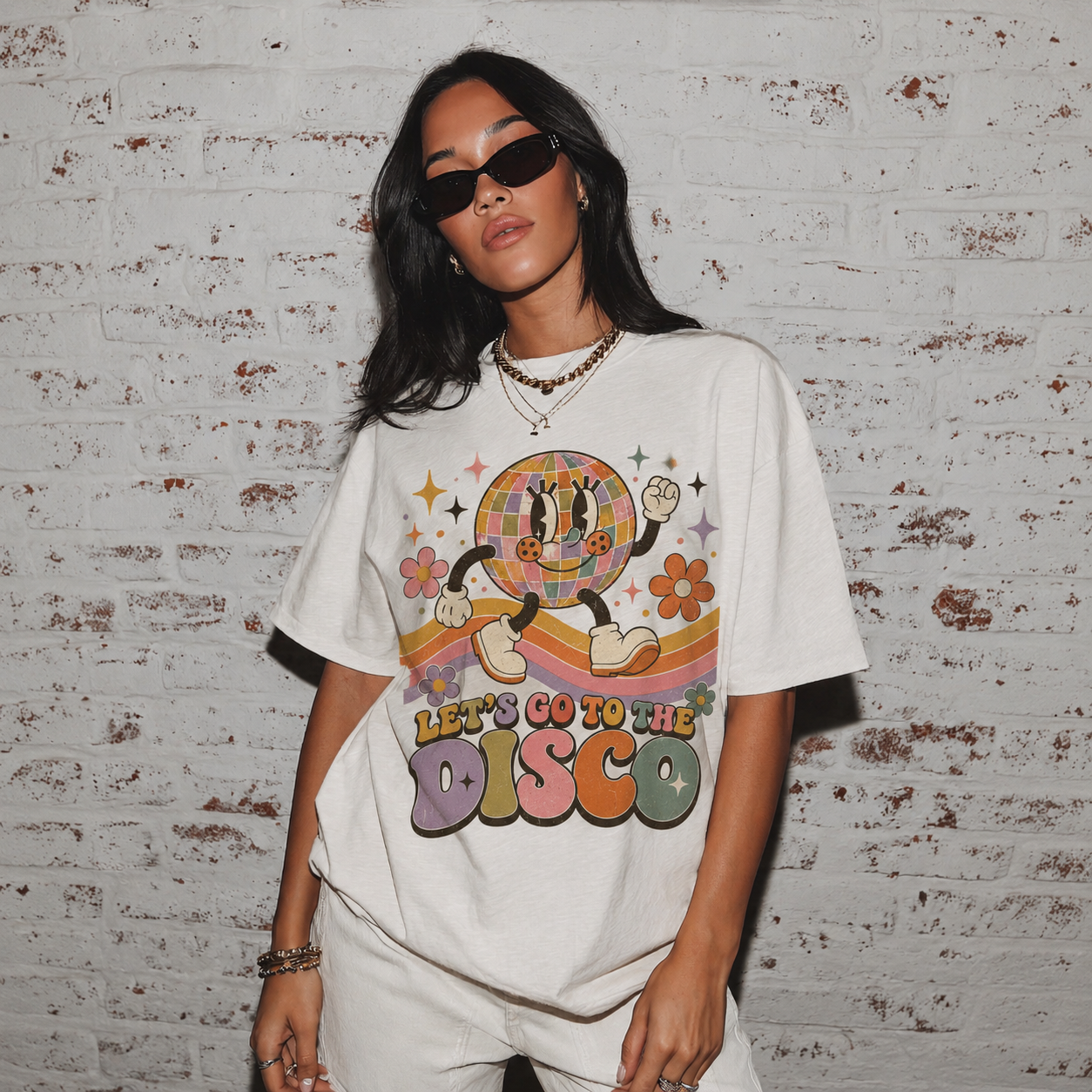 Lets Go To The Disco Disco Dance Women's Groovy Tee