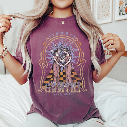 Gemini zodiac Comfort Colors tee - Berry
