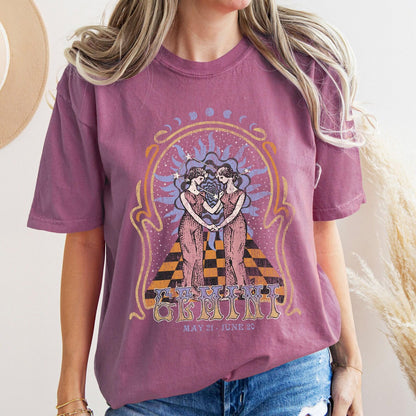 Gemini zodiac Comfort Colors tee - Berry