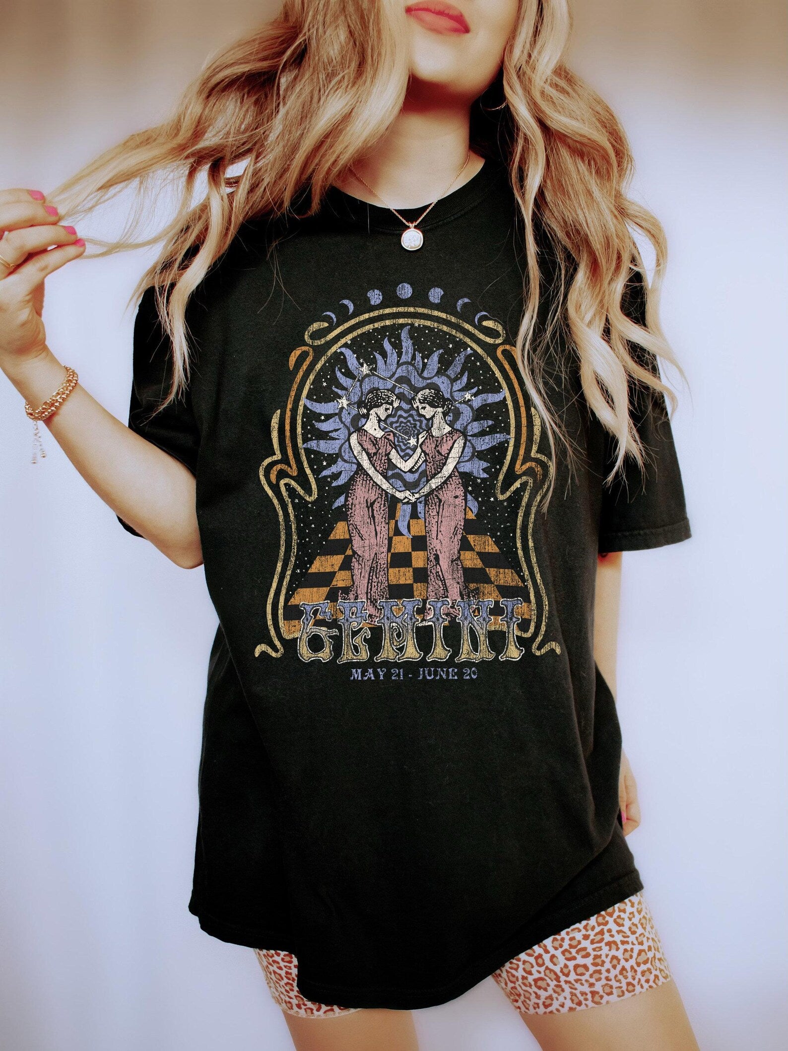 Gemini zodiac Comfort Colors tee - Black