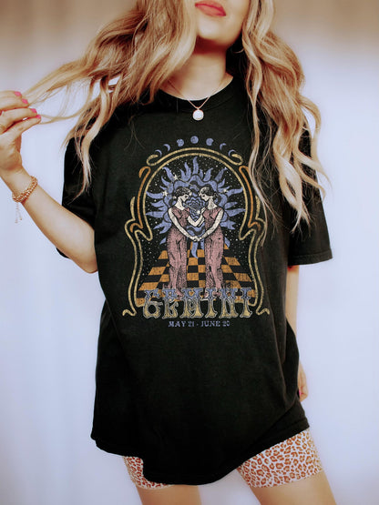 Gemini zodiac Comfort Colors tee - Black